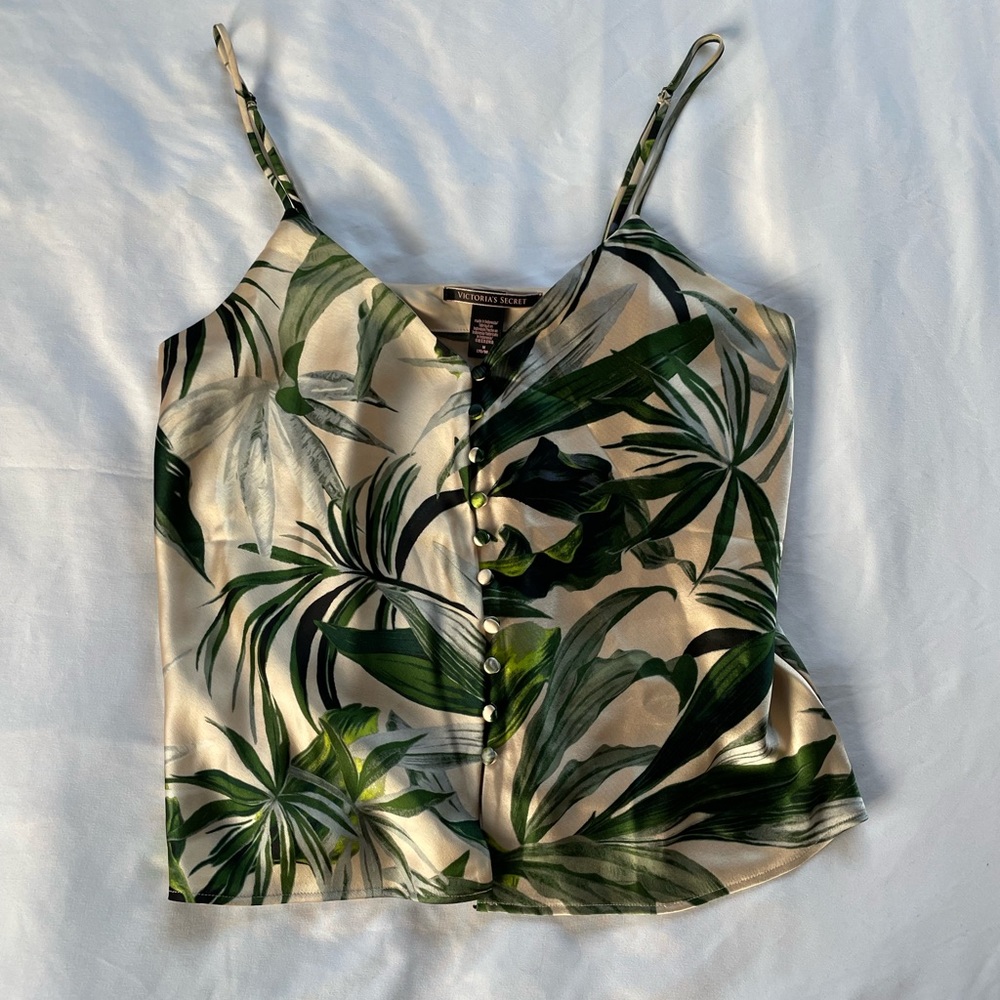 Victoria’s Secret Palm Silk Button Down Cami